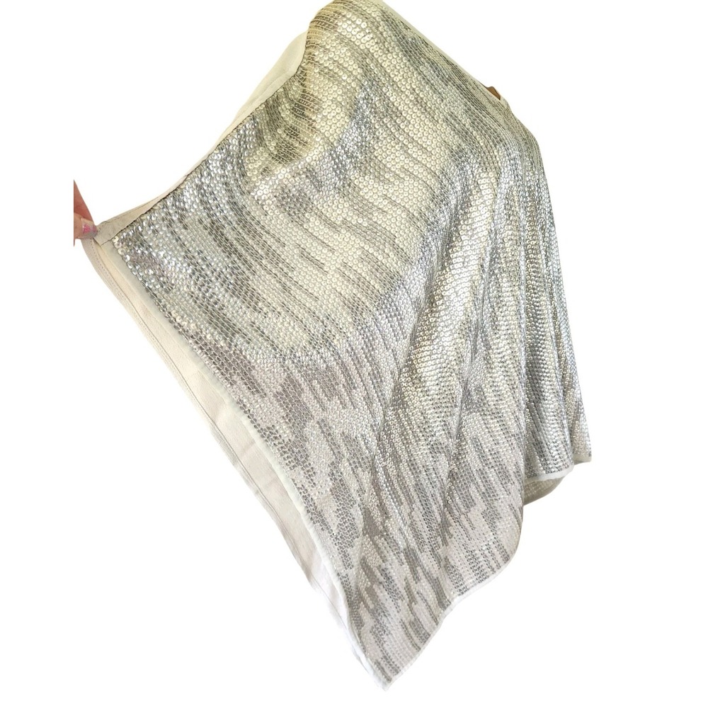 NWT Chicos Poncho Womens Top Size S/M Sequin Silver Sparkle Relaxed - Picture 3 of 8
